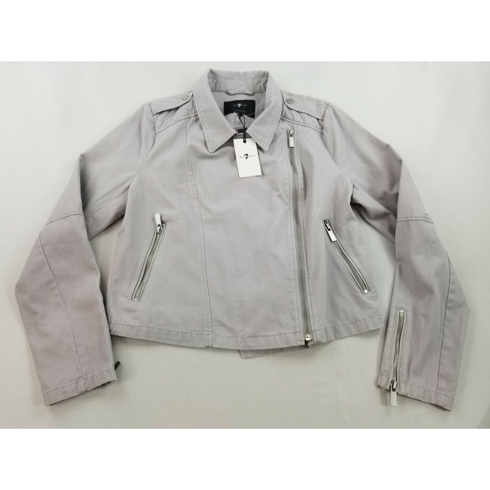 7 for all mankind women jean jacket 67593 grey sz M $259